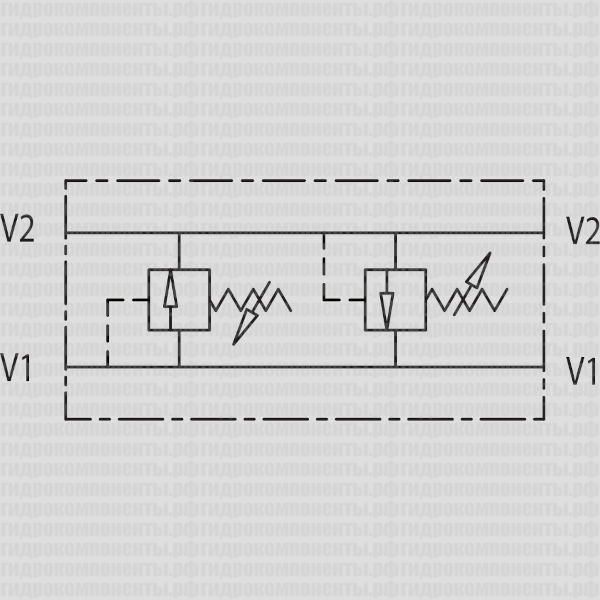 VAU (VAU 1/4, VAU 3/8, VAU 1/2) Гидравлическая схема предохранительного клапана